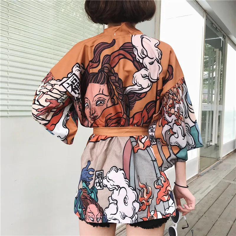 Women'S Kimono Cardigan Japanese Clothing Shirt Haori Obi Yukata Female Beach Summer Kimono For Women Cosplay Shirt   11312