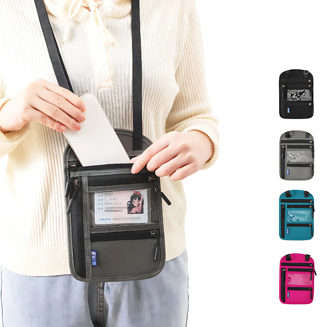 Travel Multifunctional ID Bag Hanging Neck Passport Bag Crossbody Shoulder Storage Bag Passport Holder Coin Protective Case