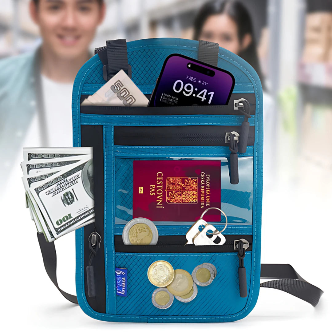 Travel Multifunctional ID Bag Hanging Neck Passport Bag Crossbody Shoulder Storage Bag Passport Holder Coin Protective Case